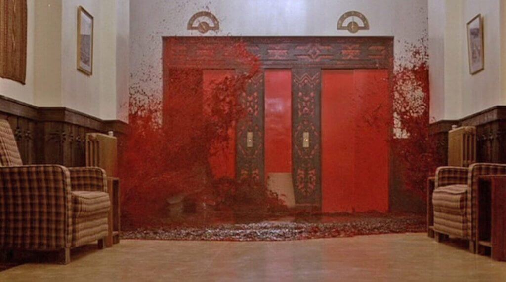Flood of blood from The Shining elevator scene – iconic practical effect in horror movies